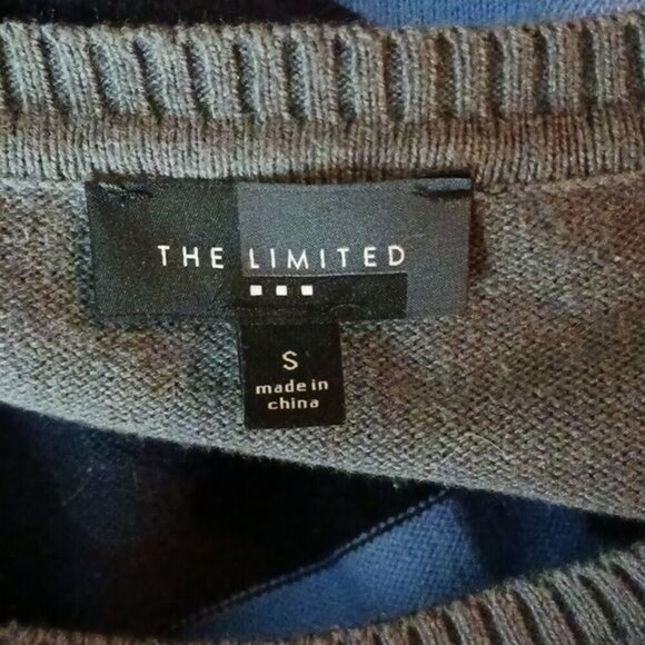 The Limited Womens S Colorblock Stripe Sweater Blue Gray 3/4 Sleeve Button Top - Picture 6 of 8